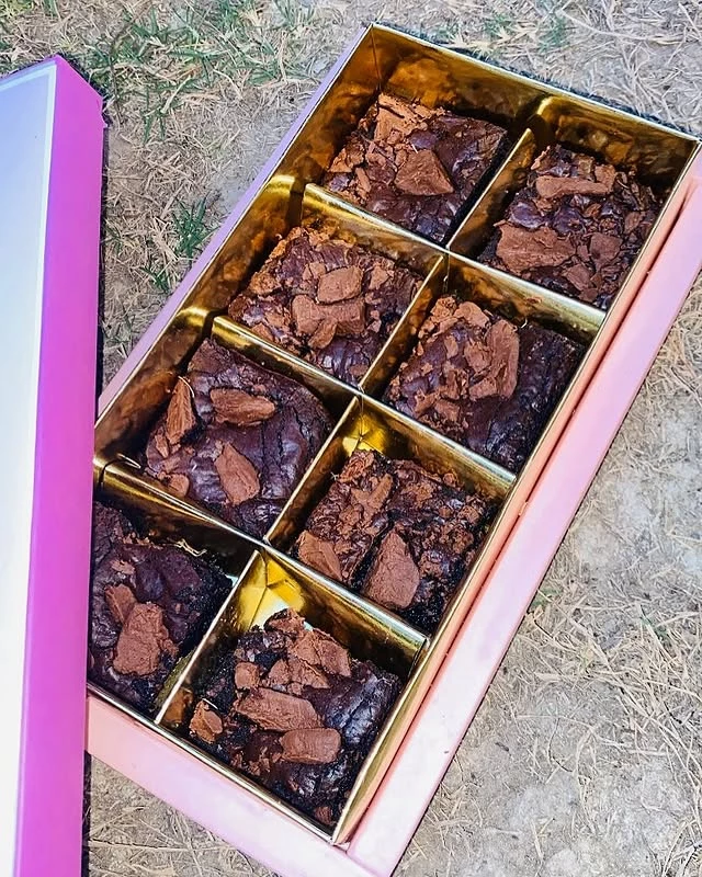Fudge American brownies with numbered pieces and rich chocolate goodness - Fudge Brownies Karachi By Whisk And Sift